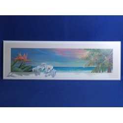 Tropical Beach Flower Print on Wood by Lynn Fecteau, 36 x 12 in.